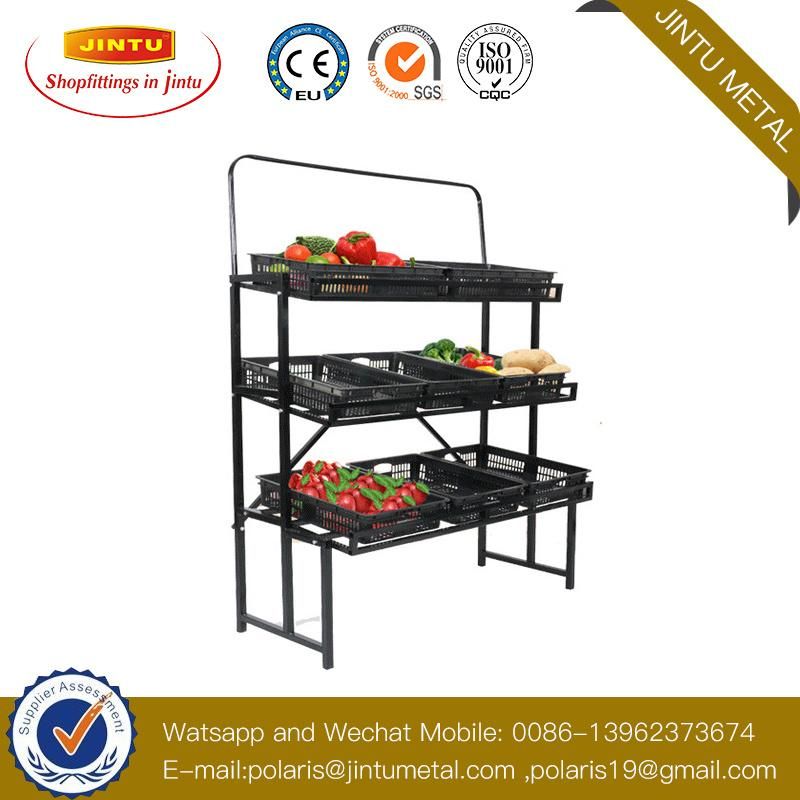 3 Tier Supermarket Fruit Vegetable Display Rack Shelf Wisda Display