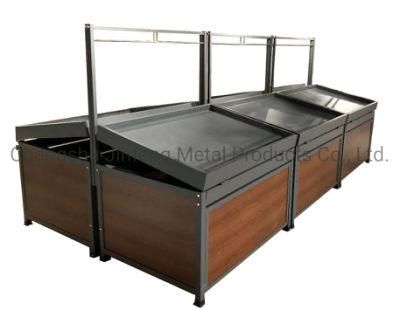 Retail Store Supermarket Fruit Vegetable Display Stand Steel-Wood Integrated Fruit and Vegetable Rack Shelf Jf-Vr-039