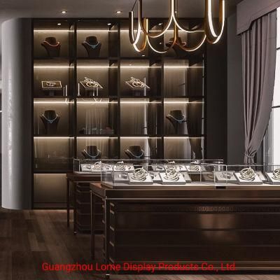 Jewelry Display Case Luxury Shop Window Exhibition Counter Custom Logo Metal Glass