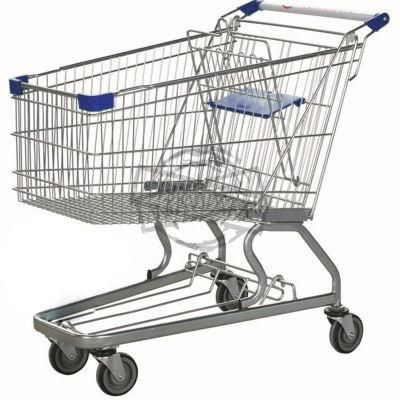 Fashion German PU Wheels Stainless Steel Supermarket Shopping Trolley Cart