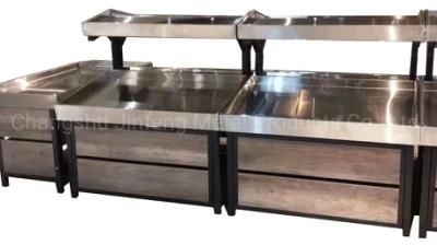 Stainless Steel Fruit and Vegetable Display Stand with Wood