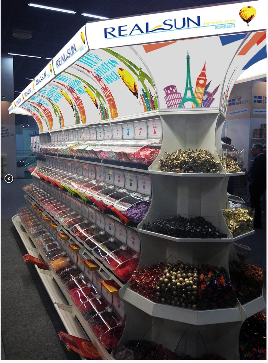 Supermarket Pick and Mix Bulk Candy Display Rack with Bins