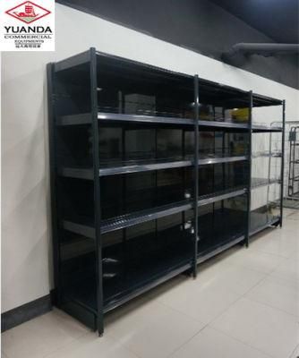 Supermarket Equipment Single Side Black Heavy Duty Shelf Displays