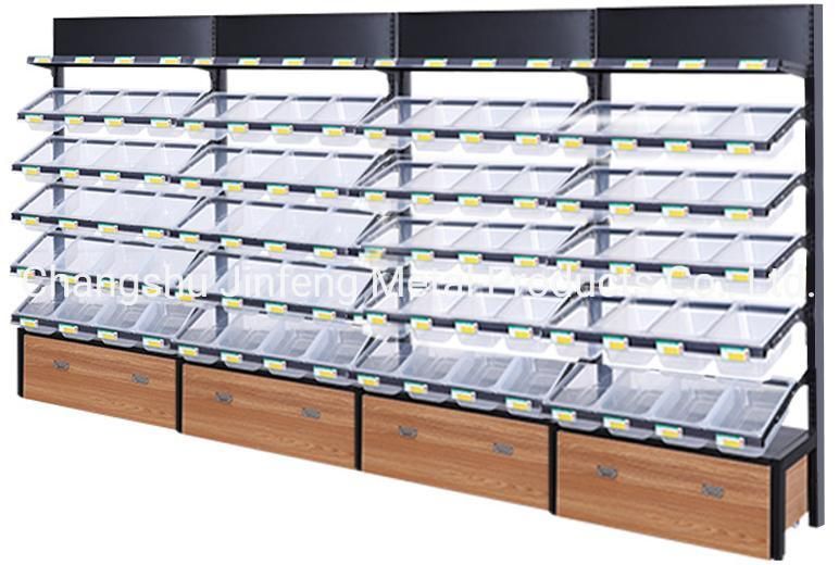 Supermarket Wooden Shelves for Bulk Food Wooden Display Rack