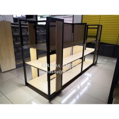 China Fixed Device Display Rack Luxury Metal Shelf Wooden Racks Stands Shelf Boutique Displays with Lighting