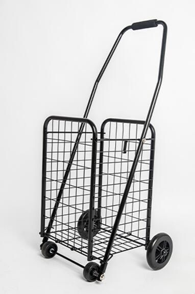 China Vintage Grocery Metal Folding Shopping Supermarket Cart with Swivel Wheels