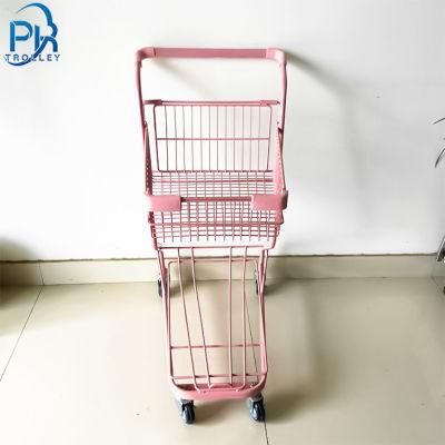 American Market Double Basket Metal Shopping Handing Push Cart