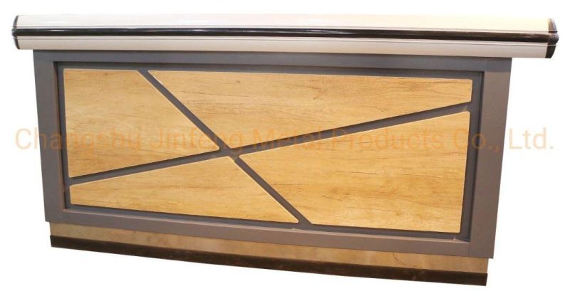 Retail Store Checkout Counter Supermarket Metal Money Counter with Wood