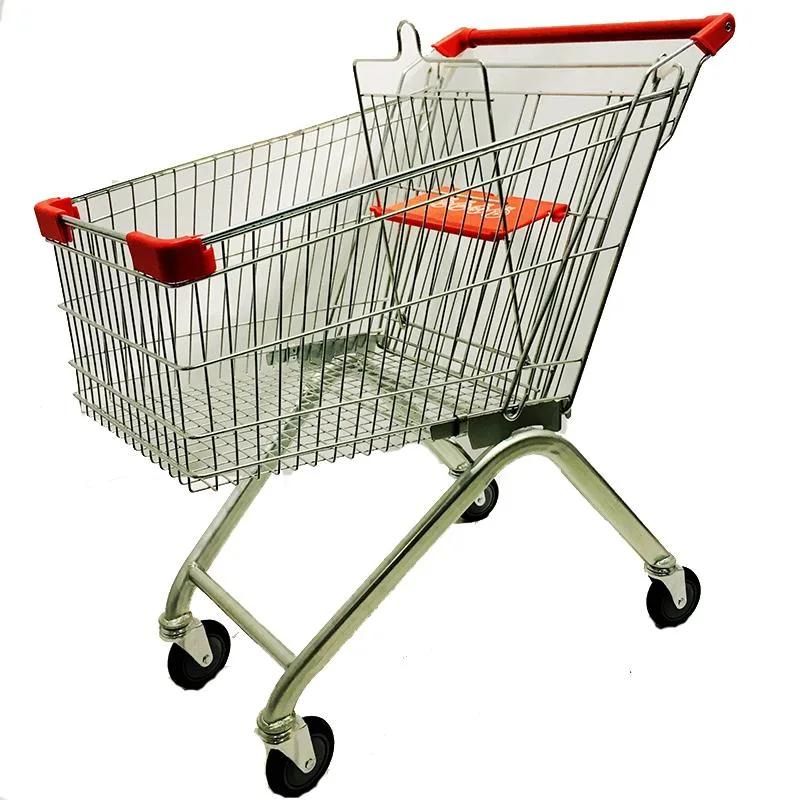 Hot Selling Store Hand Push Cart Metal Shopping Trolley for Supermarket