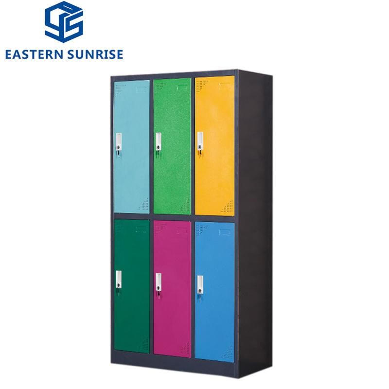 Colorful Changing Room Office School Furniture 6 Doors Steel Locker