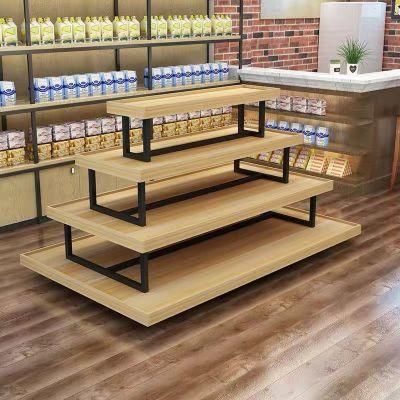 Customized Retail Cosmetics Store Wood Display Shelf Wood Floating Shelf with Drawer