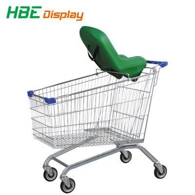 Galvanized Supermarket Shopping Carts with Baby Security Seat