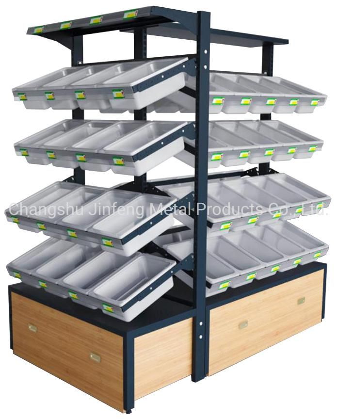 Supermarket Wooden Shelves for Bulk Food Wooden Display Rack