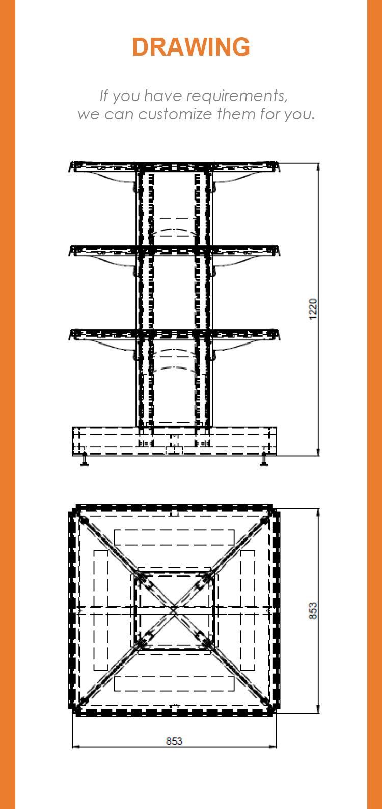 Grocery Store Exhibition Metal 4 Way Display Stand Rack