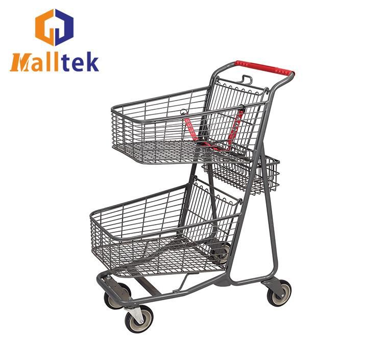 Supermarket Chain Convenience Store Double Deck Shopping Trolley Cart