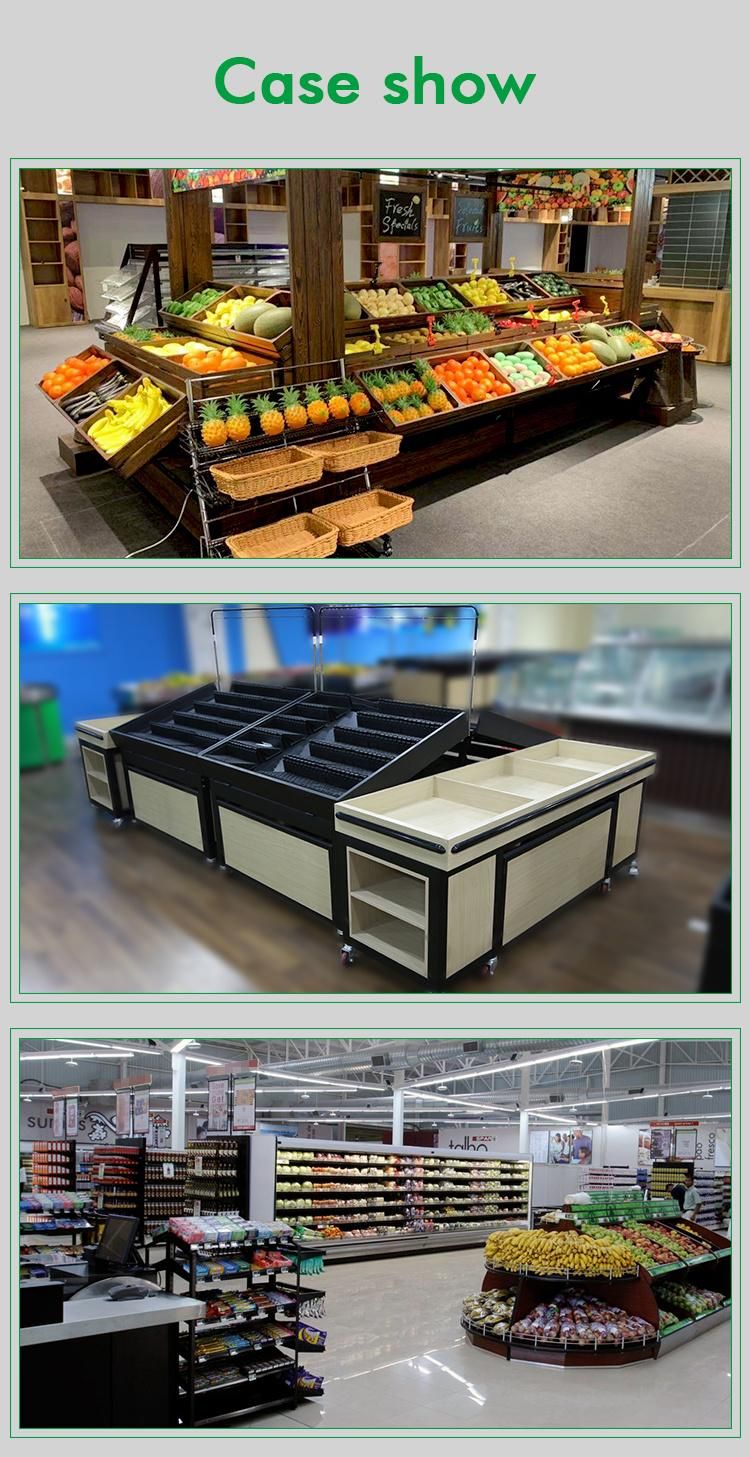 Wooden Display Rack Supermarket Vegetable and Fruit Shelves