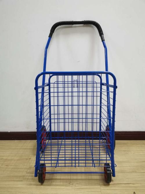 China Large Heavy Duty Metal Shopping Foldable Cart with Four Swivel Wheels