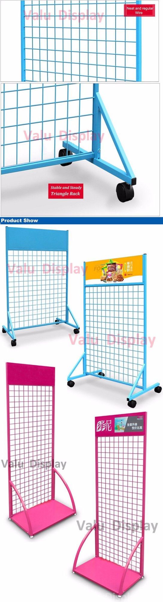 Gridwall Rack Metal Wire Floor Display Freestanding Grid Panel Merchandiser
