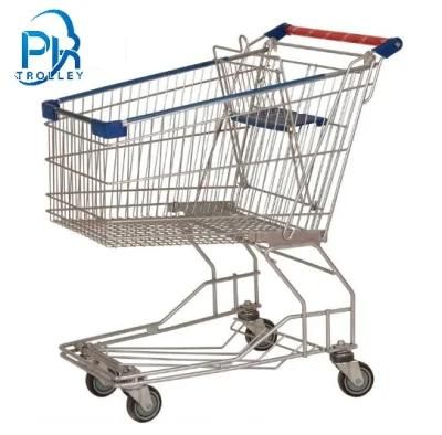 60L Asian Style Wire Mesh Supermarket Cart Shopping Trolley Cart