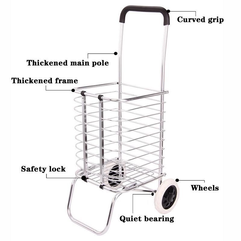 Factory Direct Sale Aluminum Alloy Frame Carts Supermarket Foldable Shopping Trolley