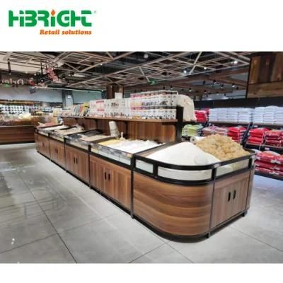 Supermarket Bulk Food Cereals Wooden Display Rack