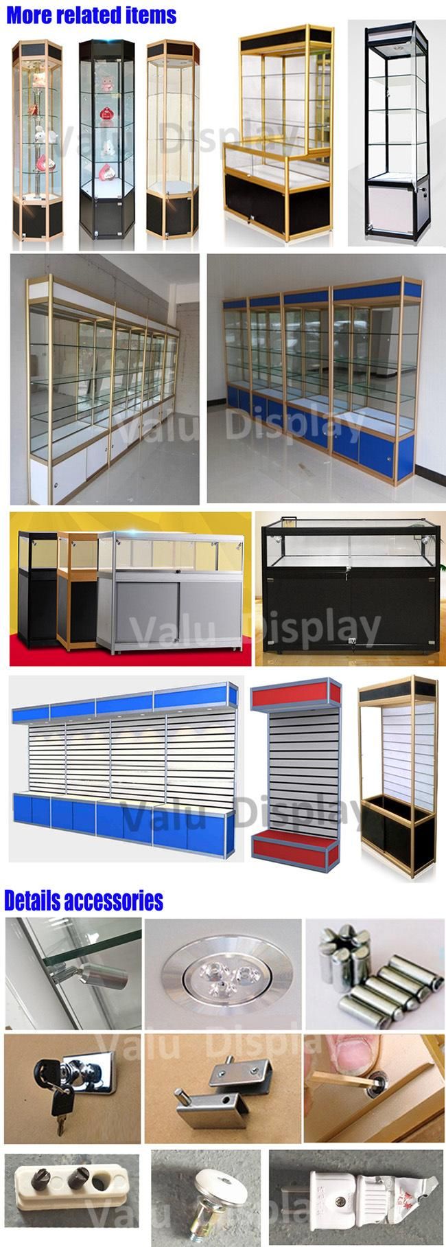 Aluminium Framed Display Cabinet, Shop Glass Display Showcase Shelf