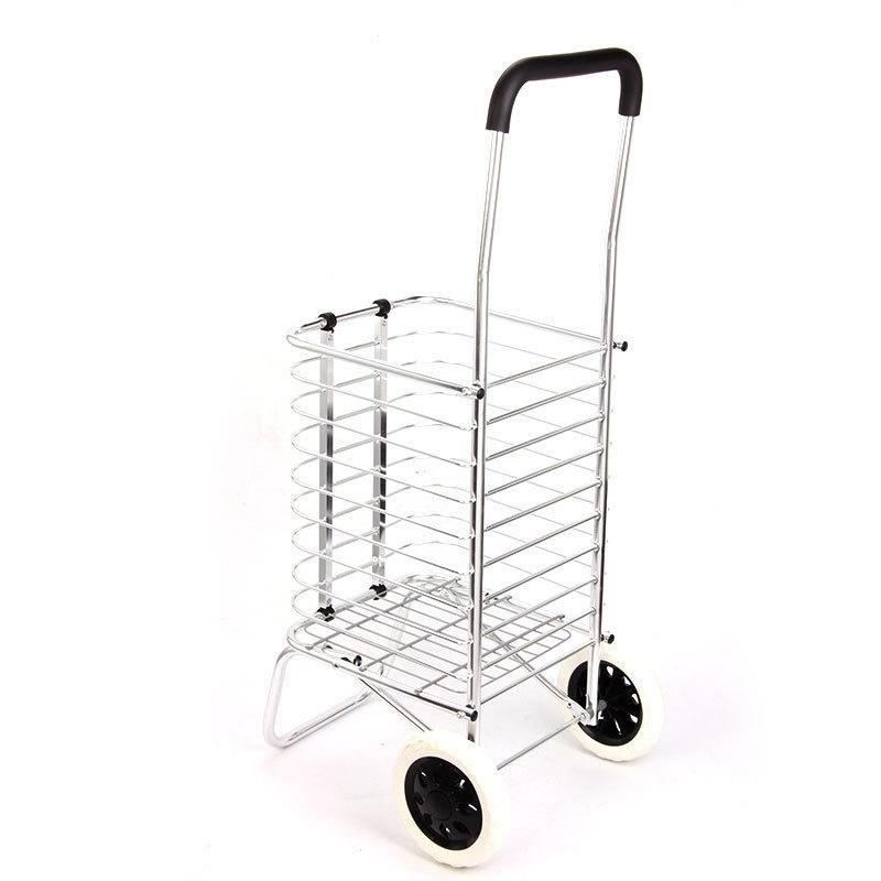 China Aluminum Grocery Shopping Hand Push Cart for Seniors with Two Wheels