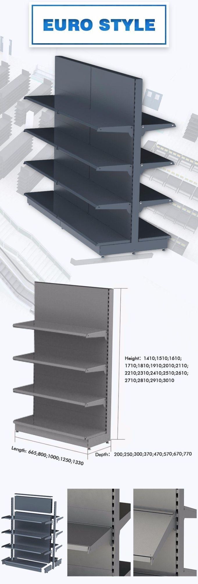 Metal Supermarket Shelf Shope Shelves with Round End Unit