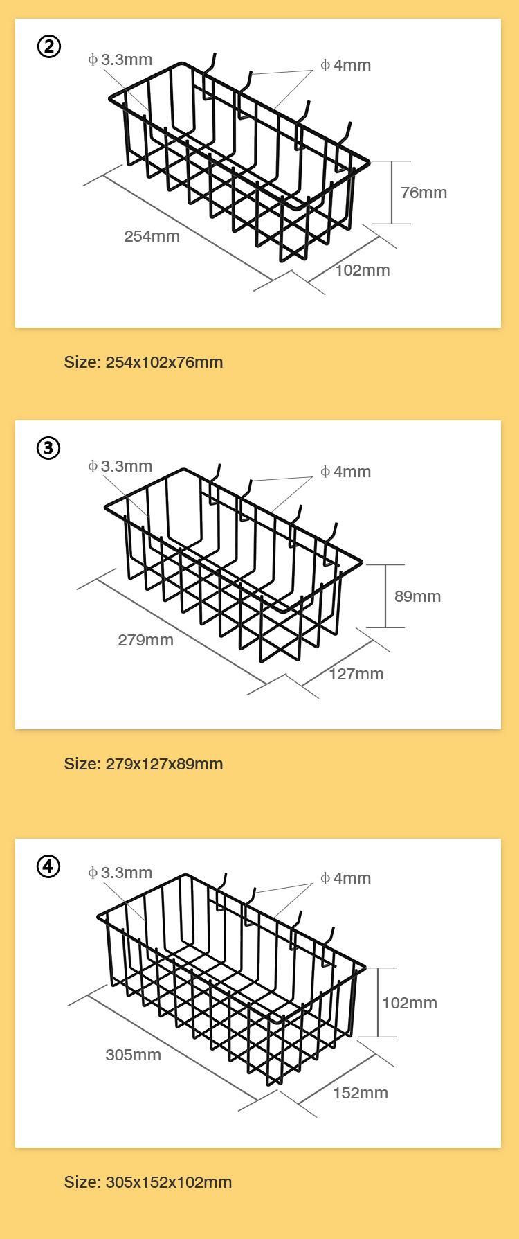 Metal Wire Hanging Pegboard Storage Basket for Slatwall Gridwall