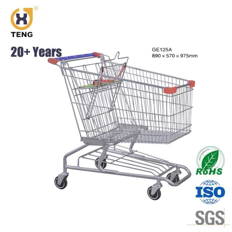 Factory Price Germany Style Shopping Cart Metal Locking Trolley