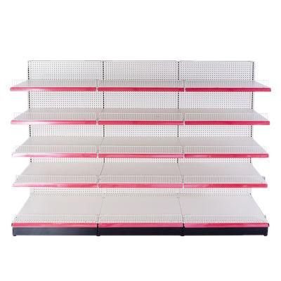 White Single Side Perforated Back Panel Shelf Store Metal Display Rack