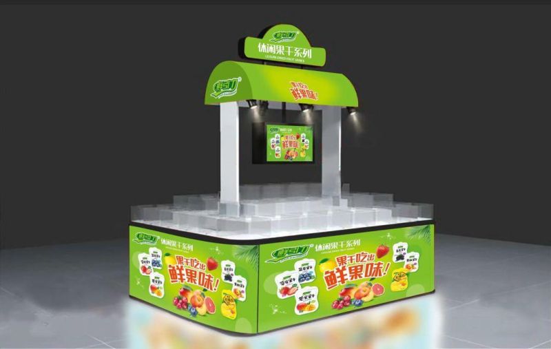 Wooden Fruit and Vegetable Display Rack Stand with Display Screen for Grocery Store