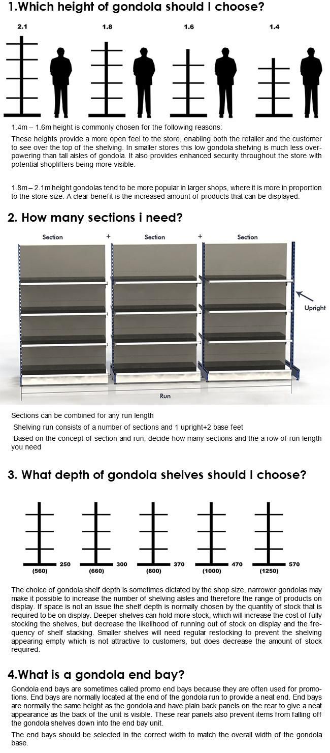 Double Sided Supermrket Gondola Shelf