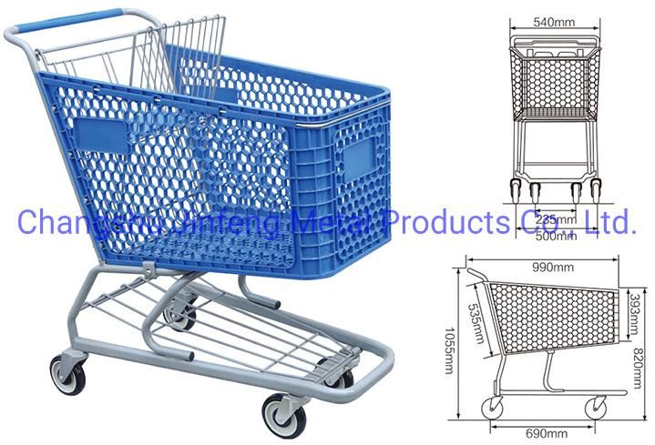 Superamrket and Shopping Mall Shopping Carts with Steel and Plastic