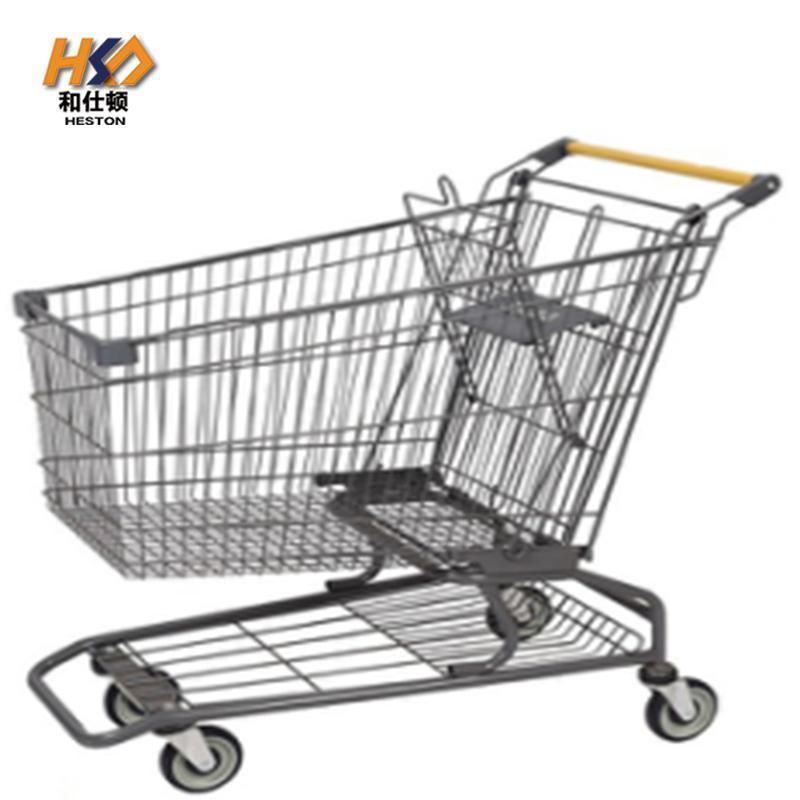 4 Wheel Supermarket Cargo Hand Trolley Heavy Duty Steel Trolley