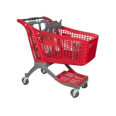 100-220L Plastic Shopping Cart Used Supermarket Shopping Trolley with Seat
