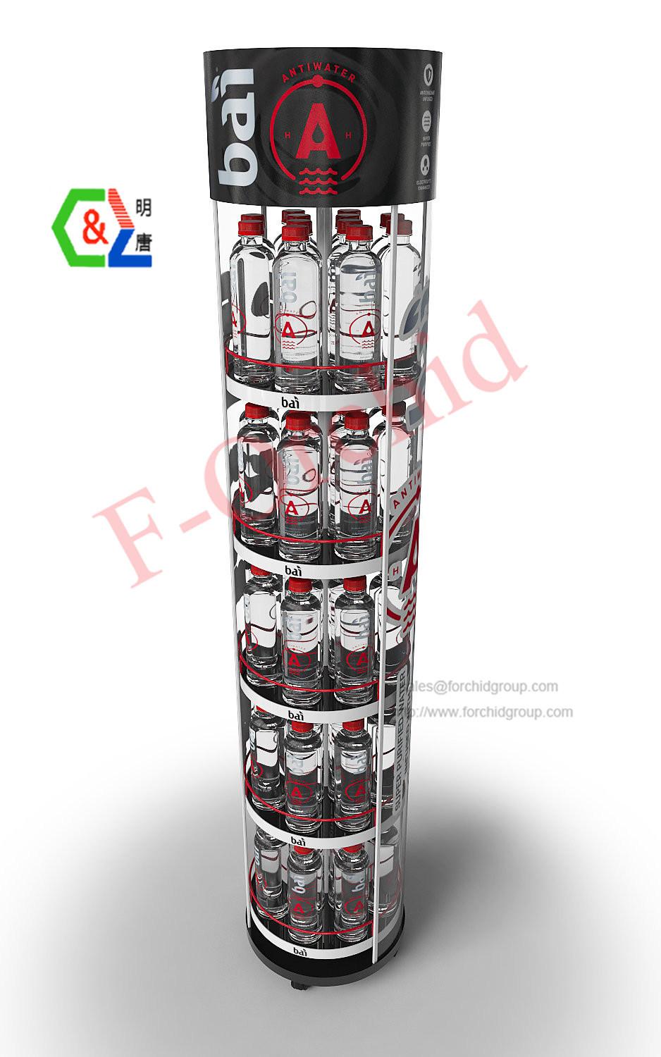 Metal Bottle Water Display Rack Stand with Graphic