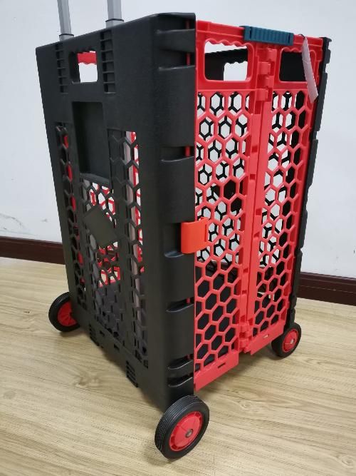 Large Volume Supermarket Folding Shopping Trolley Handy Plastic Basket