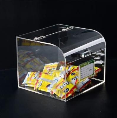 Wholesale Custom Clear Perspex Acrylic Snack Small Showcase Box with Label Slot for Food