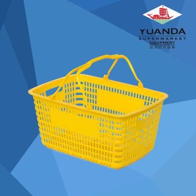 Double Handle Supermarket Plastic Shopping Handle Basket