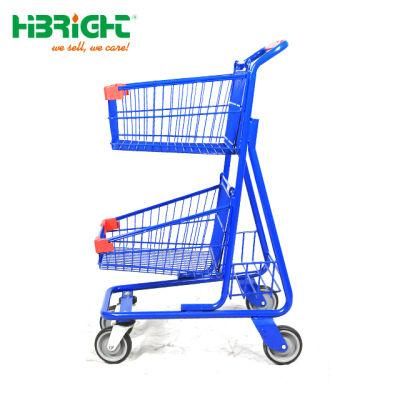 American Style Double Basket Metal Shopping Cart Trolley