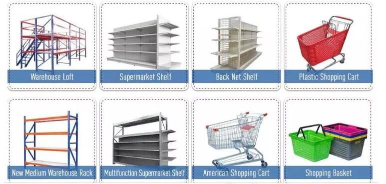 Supermarket Equipment Wooden Steel Right Angle Shelves and Customized Gondola