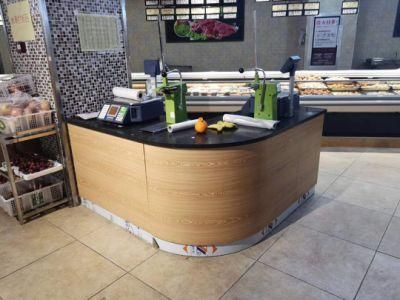 Wood Multifunctional Supermarket Checkout Counters with Conveyor Belt Conter Table
