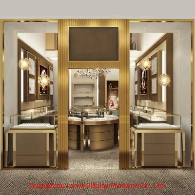 Interior Design Modern Stainless Steel Diamond Cabinet Glass Jewelry Display Showcase Shop