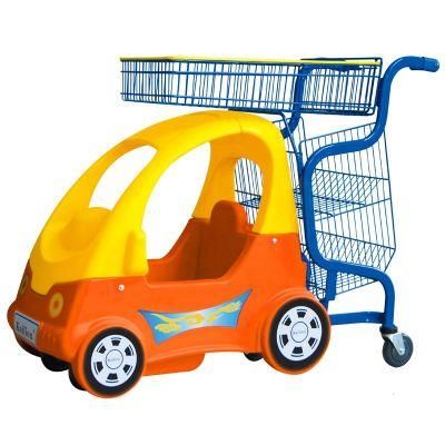 Plastic Children Cart Store Equipment Plastic Trolley with Basket