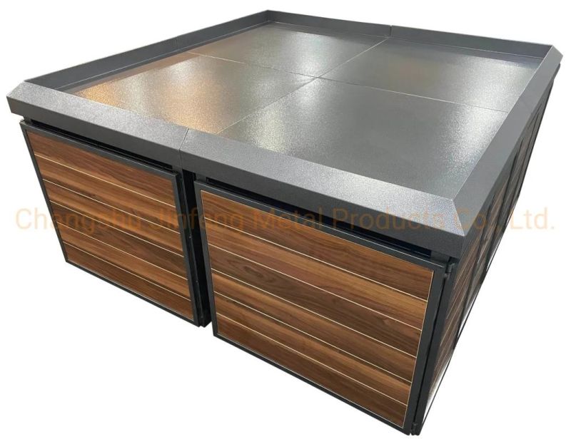 Supermarket Equipment Shelf Metal Display Shelving with Wood for Fruit and Vegetable