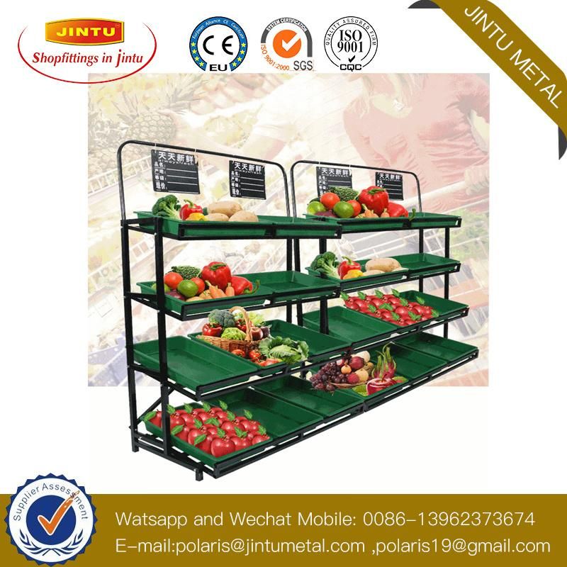 Supermarket Wooden/Metal Fruit and Vegetable Display Stand
