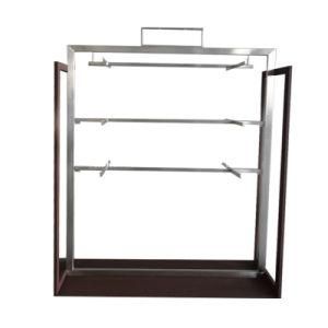 PY012-OEM Customized Made Metal Frame Wood Clothes Hanging Display Rack