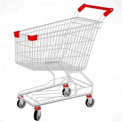 Supermarket Storage Use Hand Pull Trolley with Four Wheels