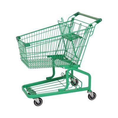 Hoe Selling 125L Metal Supermarket Push Trolley Supermarket